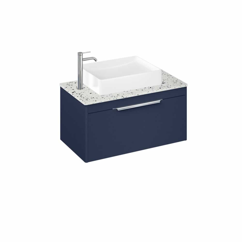 Shoreditch 85cm single drawer Matt Blue with Ice Blue Worktop and Quad Countertop Basin